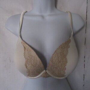 Cacique Bra 38D Cream Tan Lace Padded Underwire Plus Size